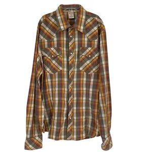 True Religion Western Pearl Snap Shirt Plaid Long Sleeve Mens Size XXXL (3X)